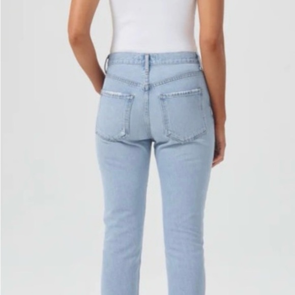 Agolde Riley High Rise Straight Jeans in Reputation Blue - Picture 4 of 7